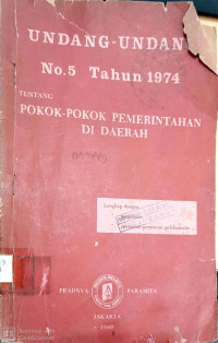 Image of Undang - Undang No.5 Tahun 1974